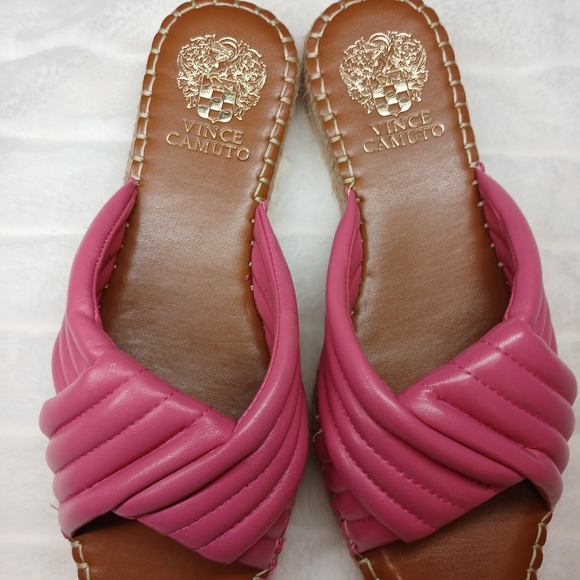 NWOT-Vince Camuto Women’s Pink Leather Slide Sandals Size 8 | - Picture 8 of 9